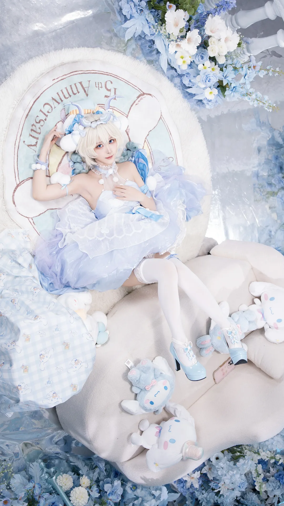 【瑶时之祈愿cos】云朵蓝花间的魔法少女守护者