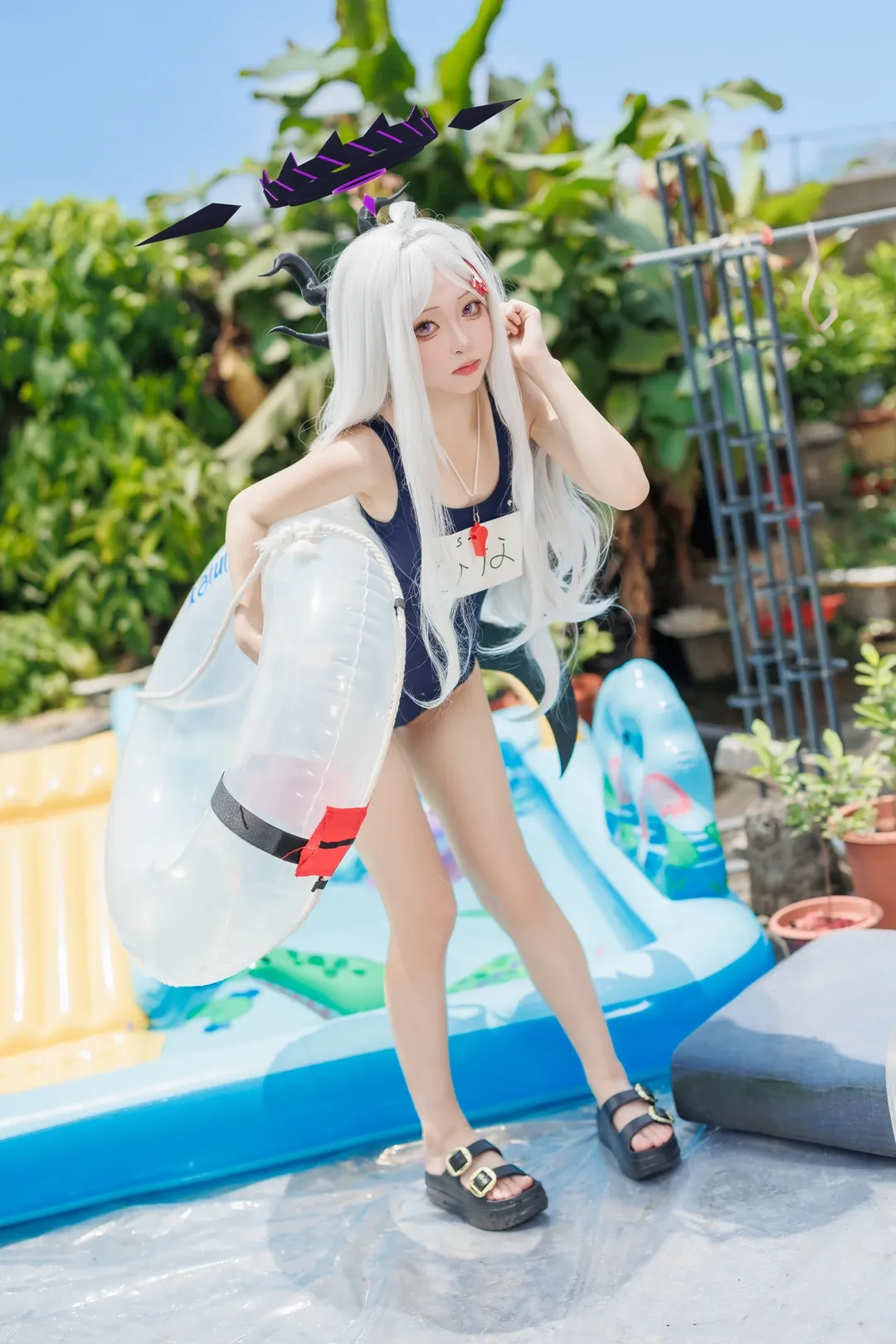 【空崎日奈cos】蔚蓝档案的风纪委员长夏日泳装