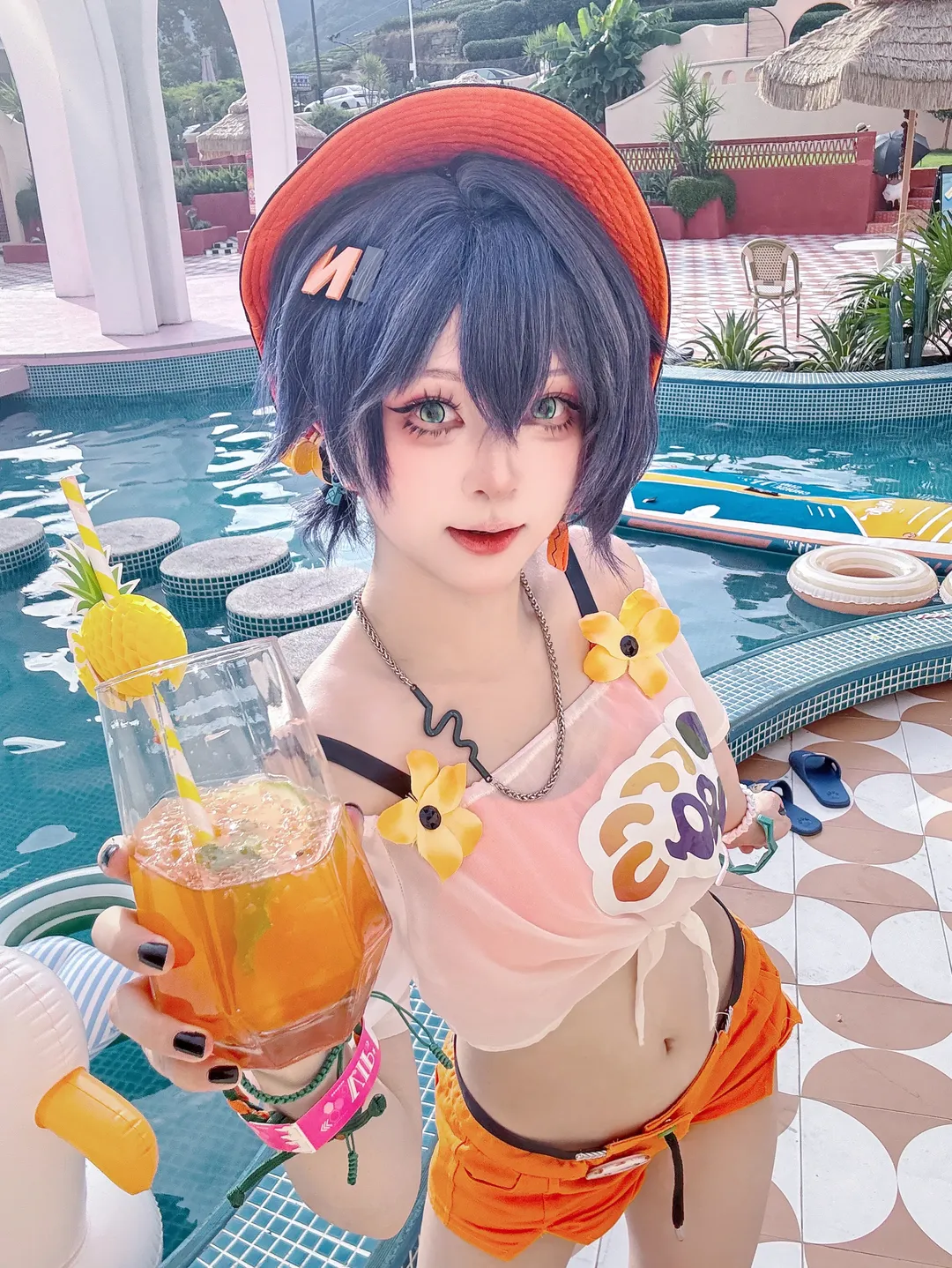 【玲妹cos】绝区零夏日特辑迟吟的浪涌，蓝莓西柚气泡水般的清爽穿搭 - 第 1 张