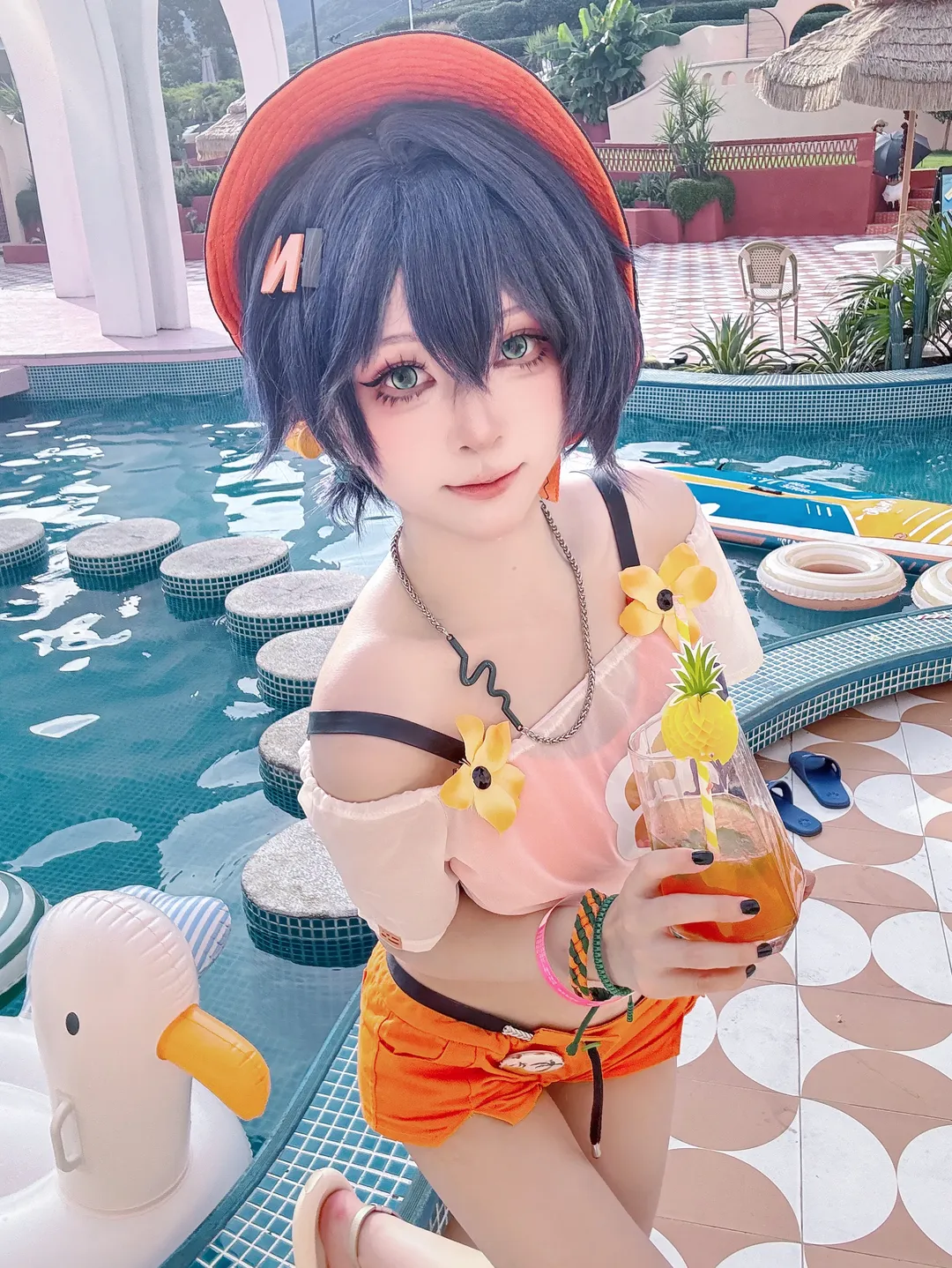 【玲妹cos】绝区零夏日特辑迟吟的浪涌，蓝莓西柚气泡水般的清爽穿搭 - 第 3 张