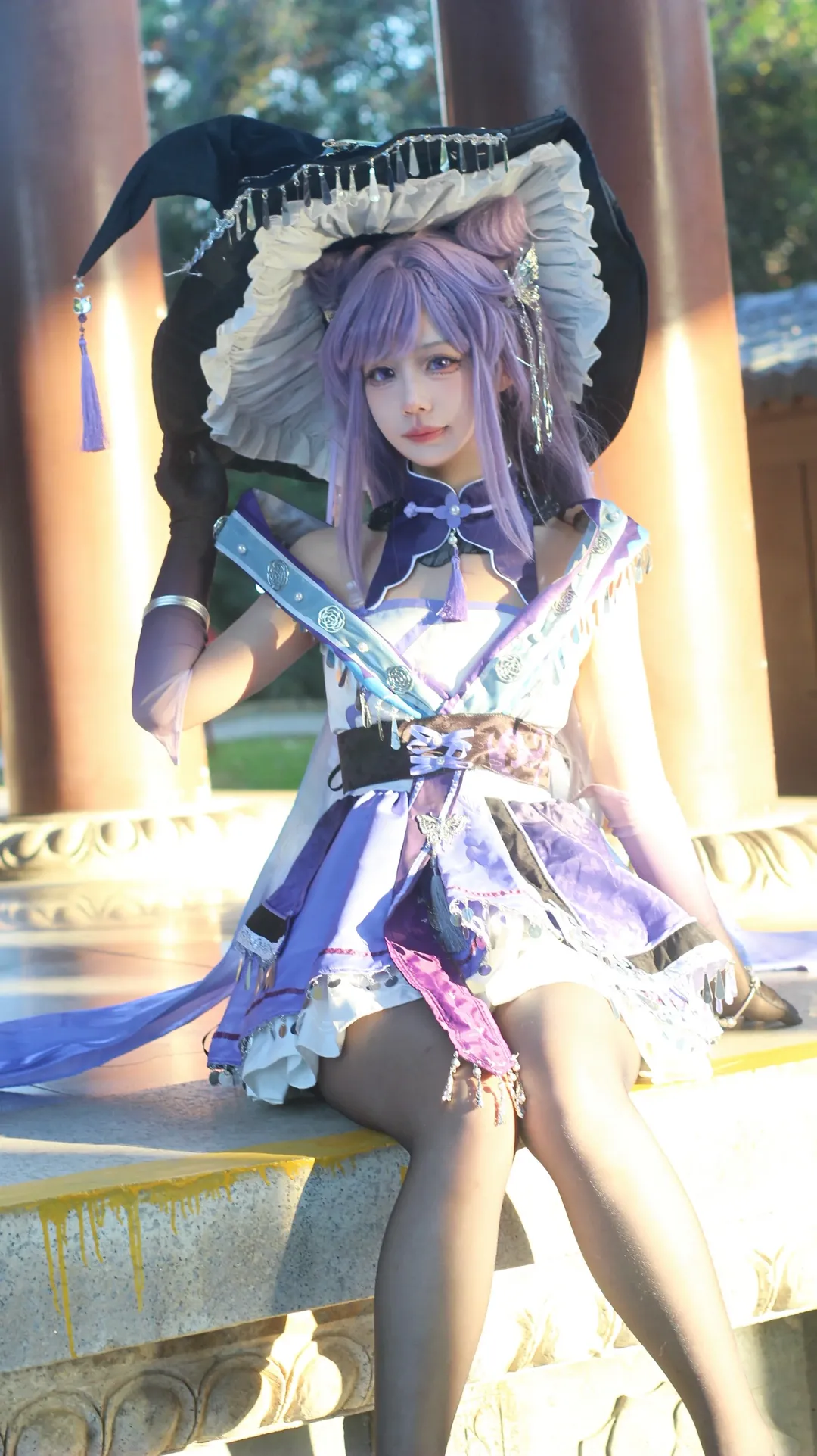 【刻晴cos】原神魔女同人系列，紫发飘飘的变身