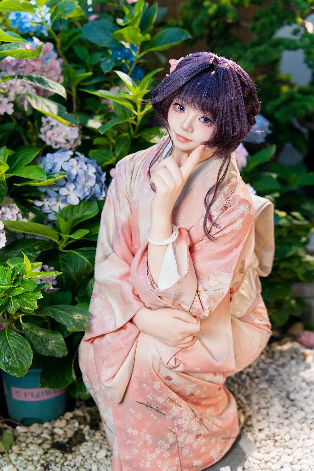 【和粟燻子cos】和風影棚裡的粉色和服少女 - 第 5 張