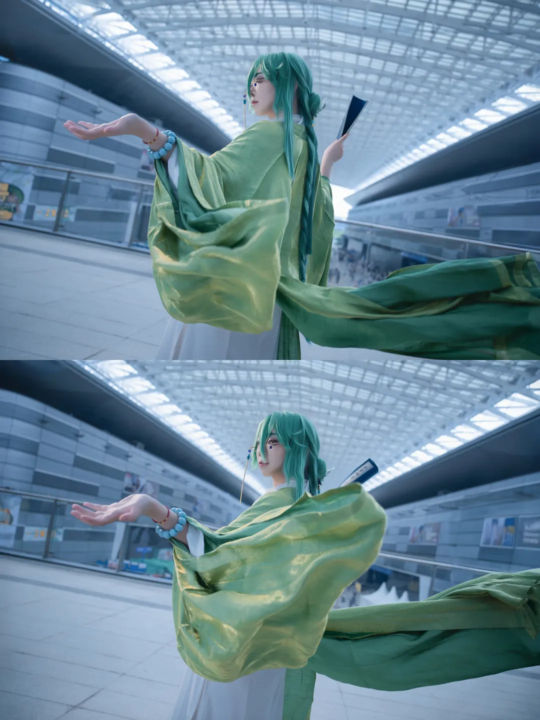【白朮cos】CP31國風場照，現代化建築裡的綠色飄逸 - 第 1 張