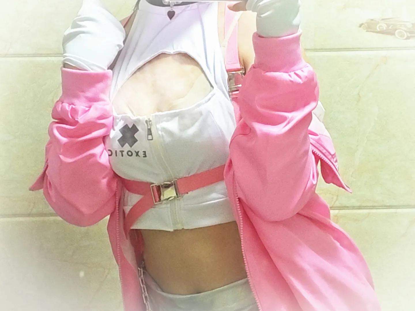 【毒蛇cos】胜利女神妮姬试衣，粉色夹克与平胸宣言