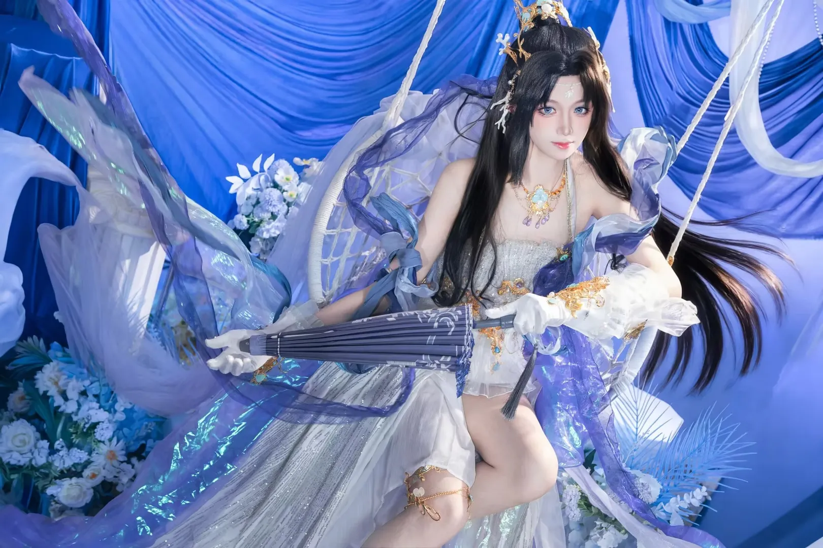 【海月cos】完美世界里的蓝白幻梦，一次跨越角色的拍摄体验 - 第 3 张