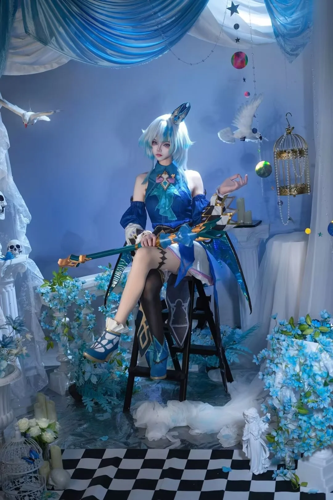 【蓝白奇幻风Cosplay】静谧幽蓝，踏入虚幻之境 - 第 1 张