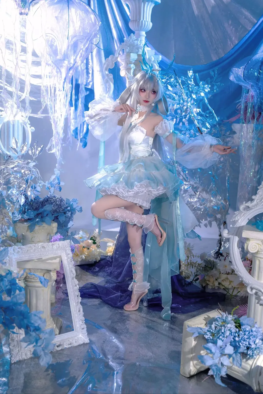 【雪女高渐离cos】碧蓝航线若知是梦何须醒的水晶宫花嫁写真