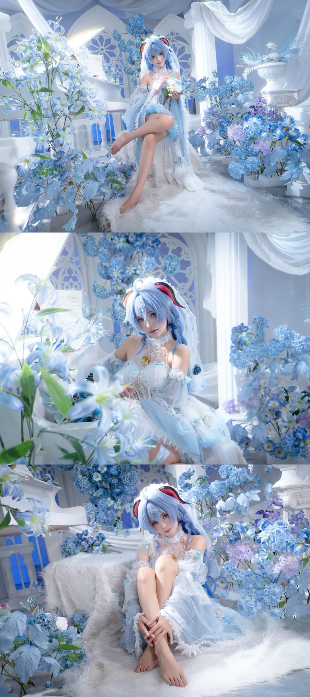 【甘雨cos】原神 湛蓝花嫁里的梦幻特写 - 第 1 张