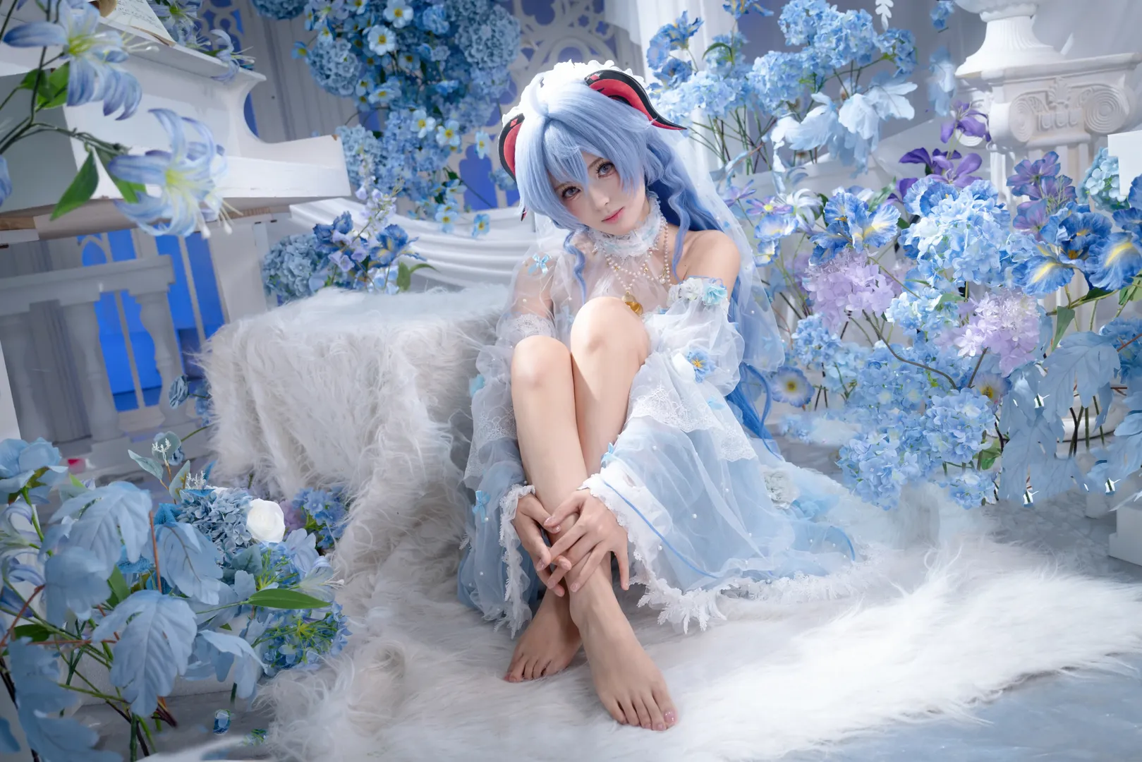 【甘雨cos】原神 湛蓝花嫁里的梦幻特写 - 第 3 张