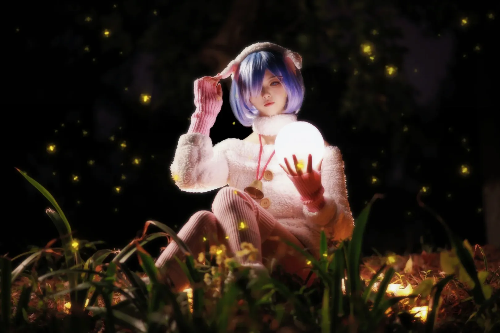 【蕾姆cos】从零开始的异世界生活，草丛中的夜拍与数绵羊瞬间 - 第 6 张