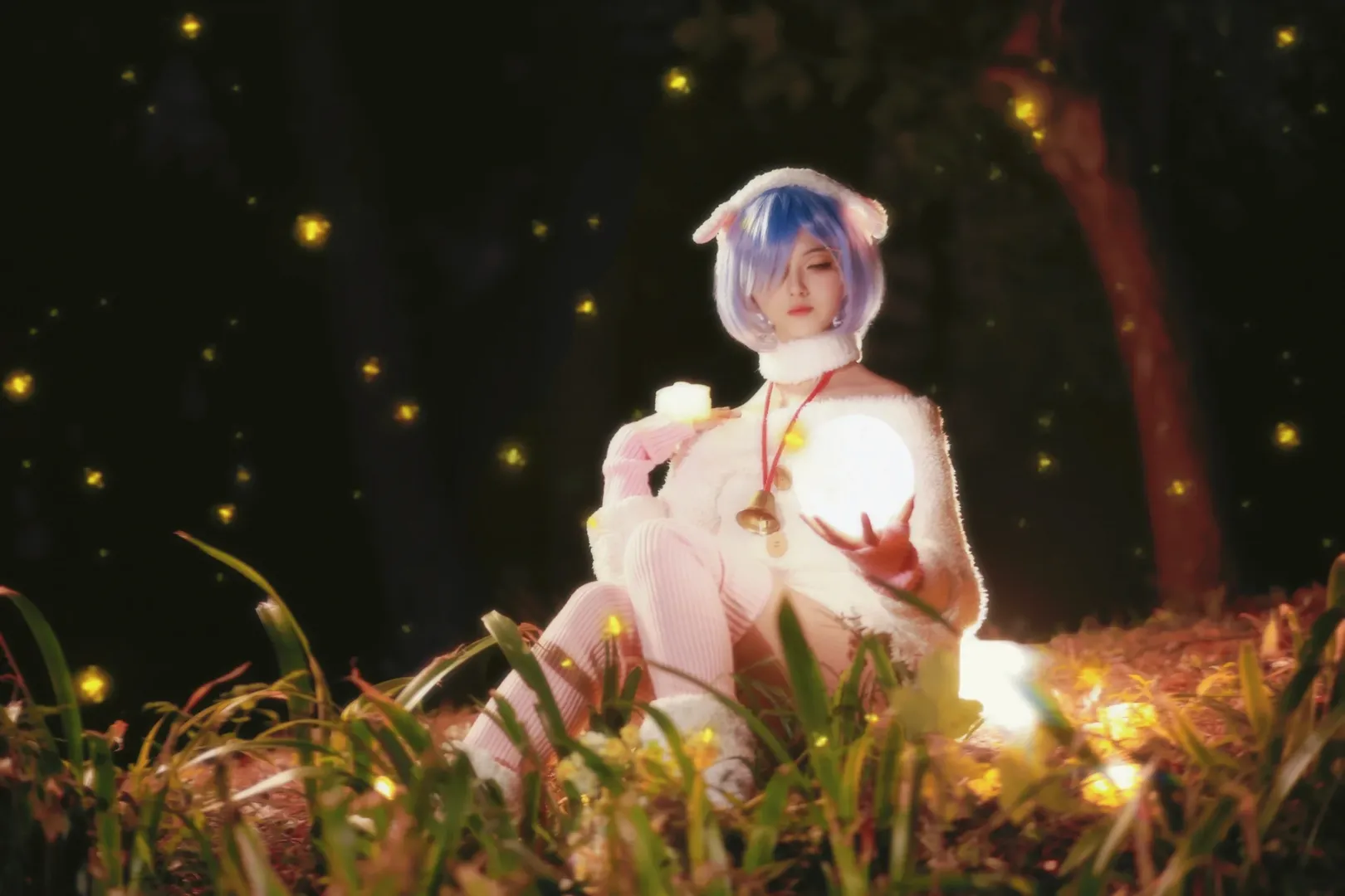 【蕾姆cos】从零开始的异世界生活，草丛中的夜拍与数绵羊瞬间 - 第 7 张