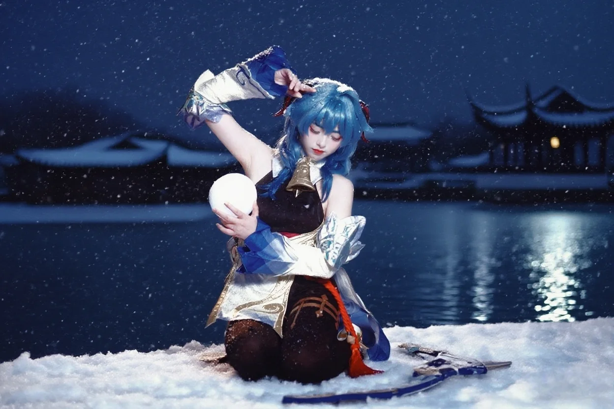 【甘雨cos】风雪江南夜，还原原神的静谧之美 - 第 3 张
