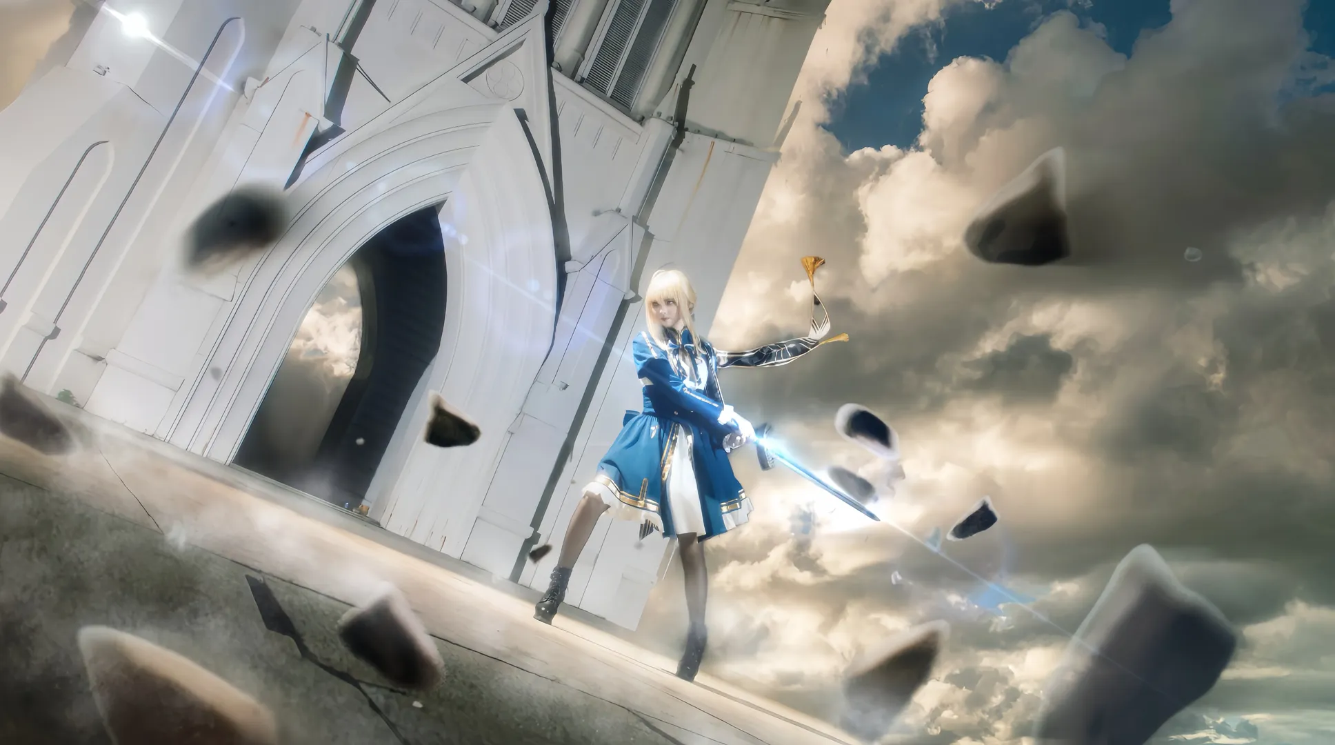 【阿尔托莉雅cos】Fate FGO与崩坏星穹铁道场景的废墟魔法战