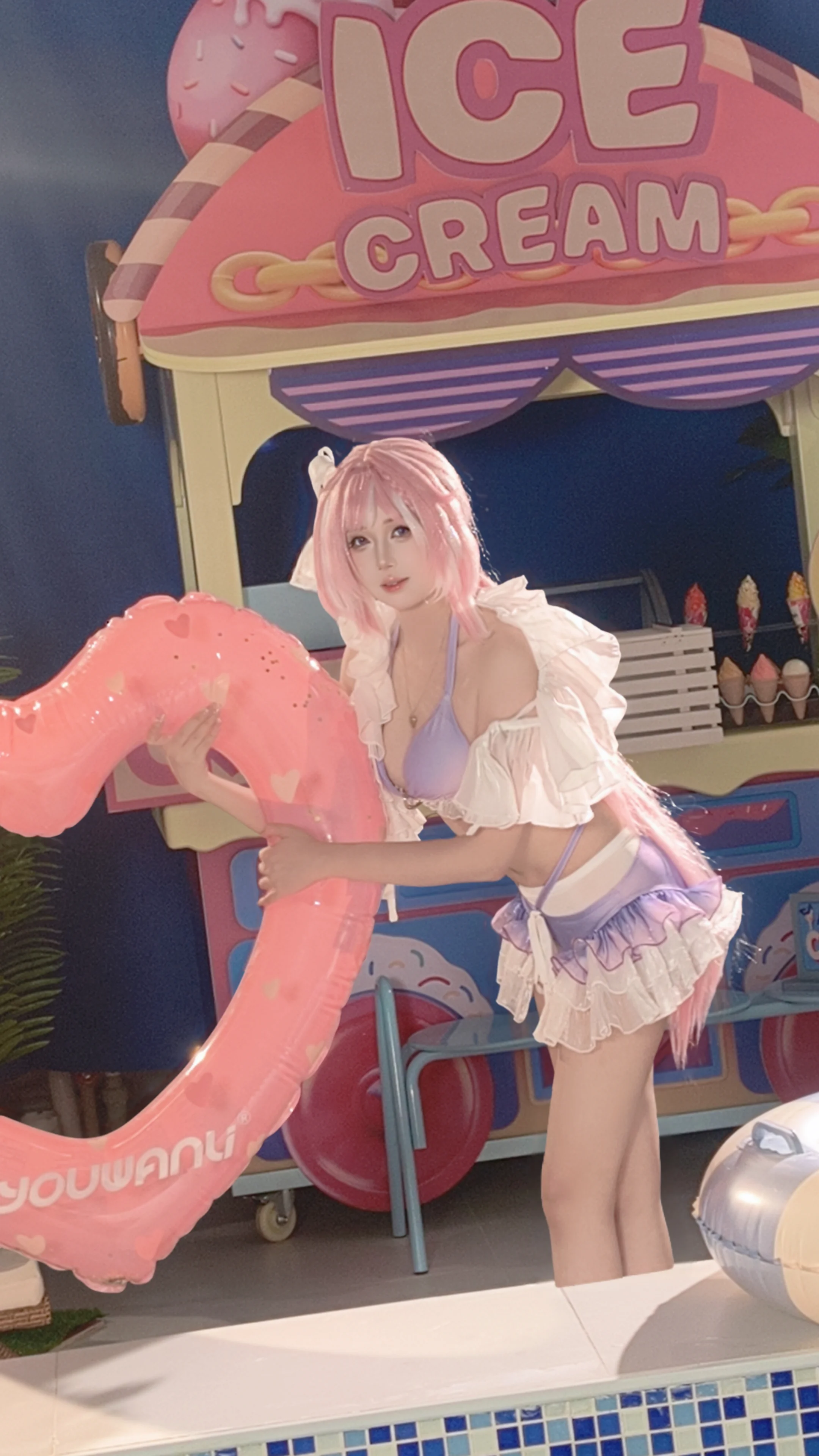 【愛莉希雅cos】粉色夏日泳裝，搭配愛願妖精假髮更出彩 - 第 2 張