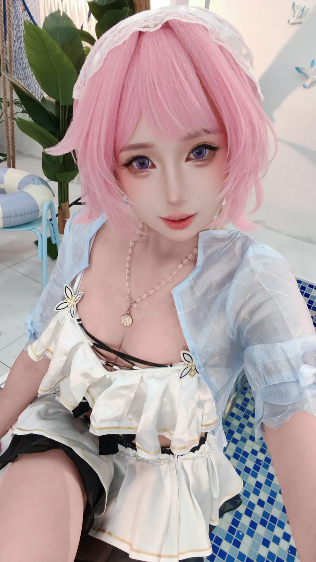 【爱莉希雅cos】崩坏3粉色妖精的夏日泳装