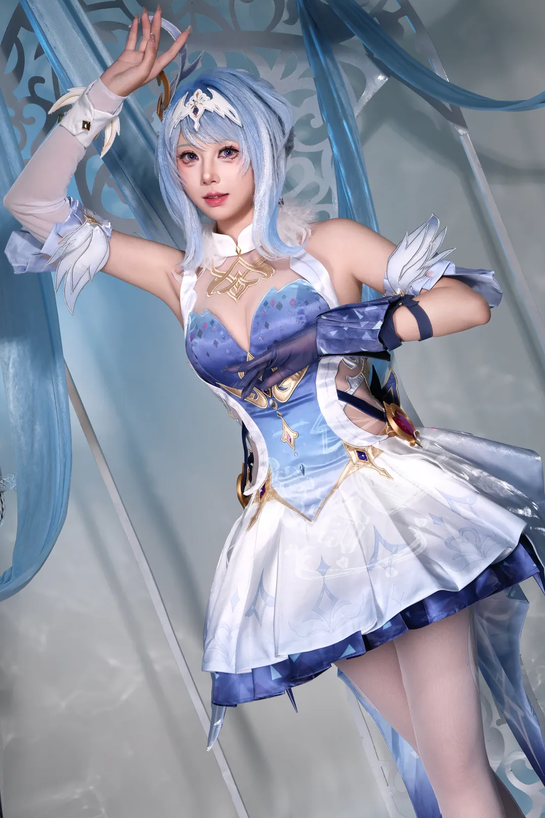 【奥黛塔cos】原神中的冰雪优雅，蓝白配色定格瞬间 - 第 2 张