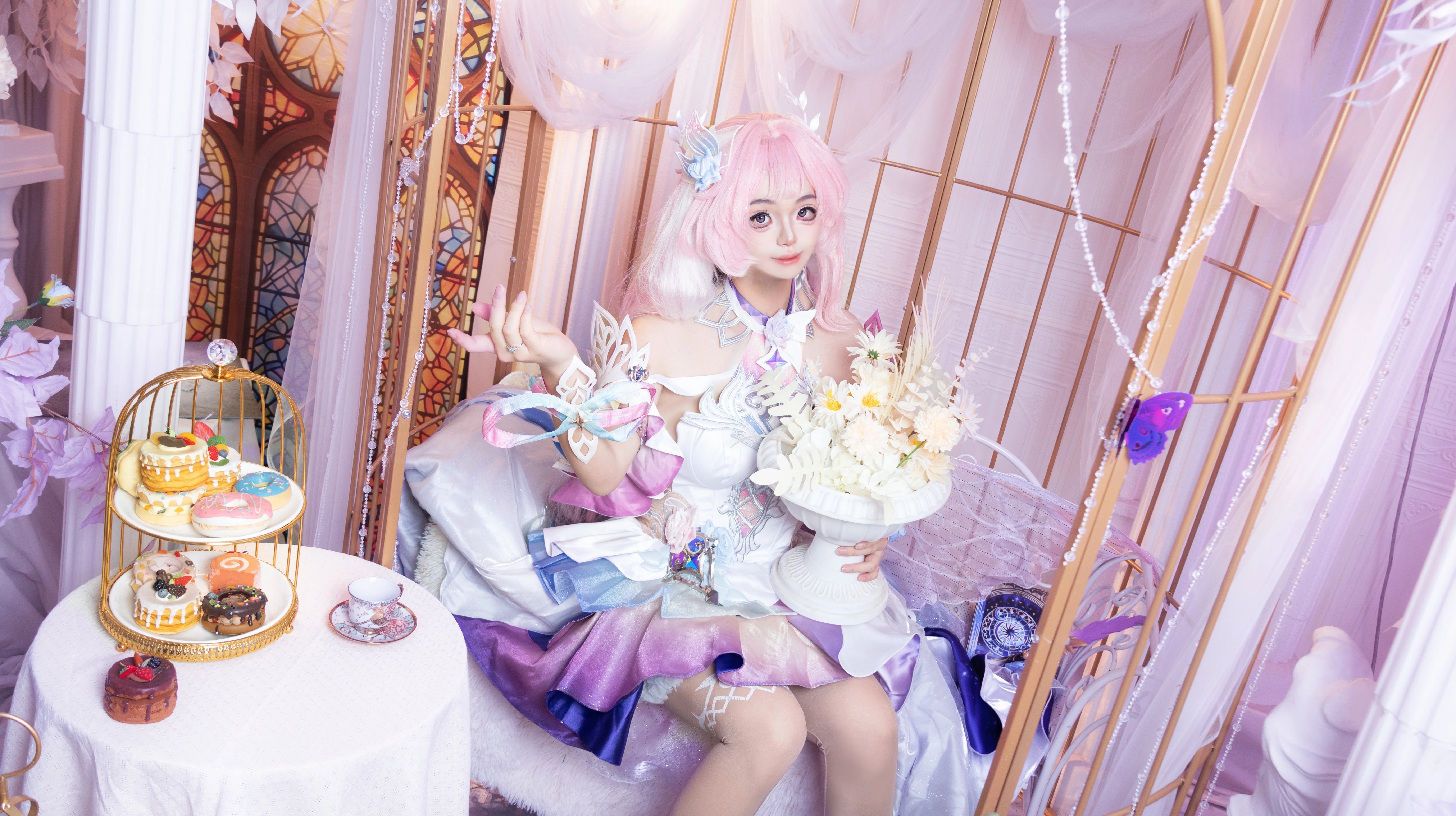 【昔涟cos】崩坏星穹铁道里的仙气少女，午后梦幻下午茶 - 第 1 张