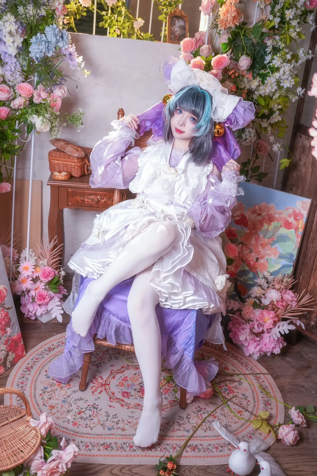 【柴郡cos】碧蓝航线里的梦幻紫花洋装