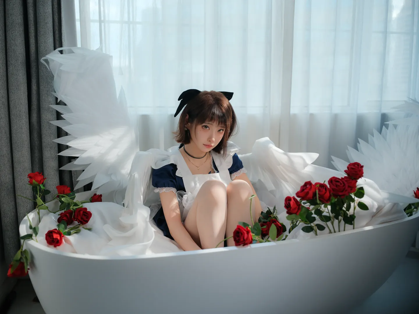 【天使女仆】浴缸玫瑰，纯白翅膀的氛围感记录