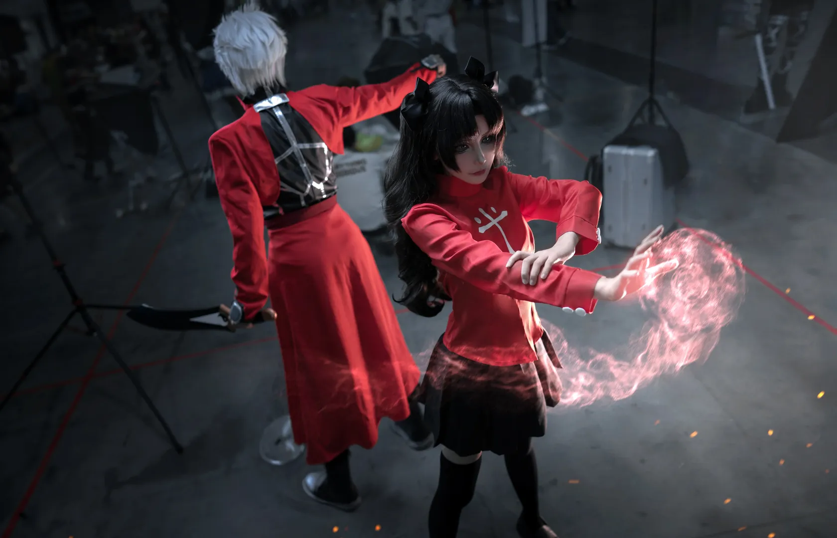 【远坂凛cos】Fate系列双人棚拍，与红A的战斗氛围正片