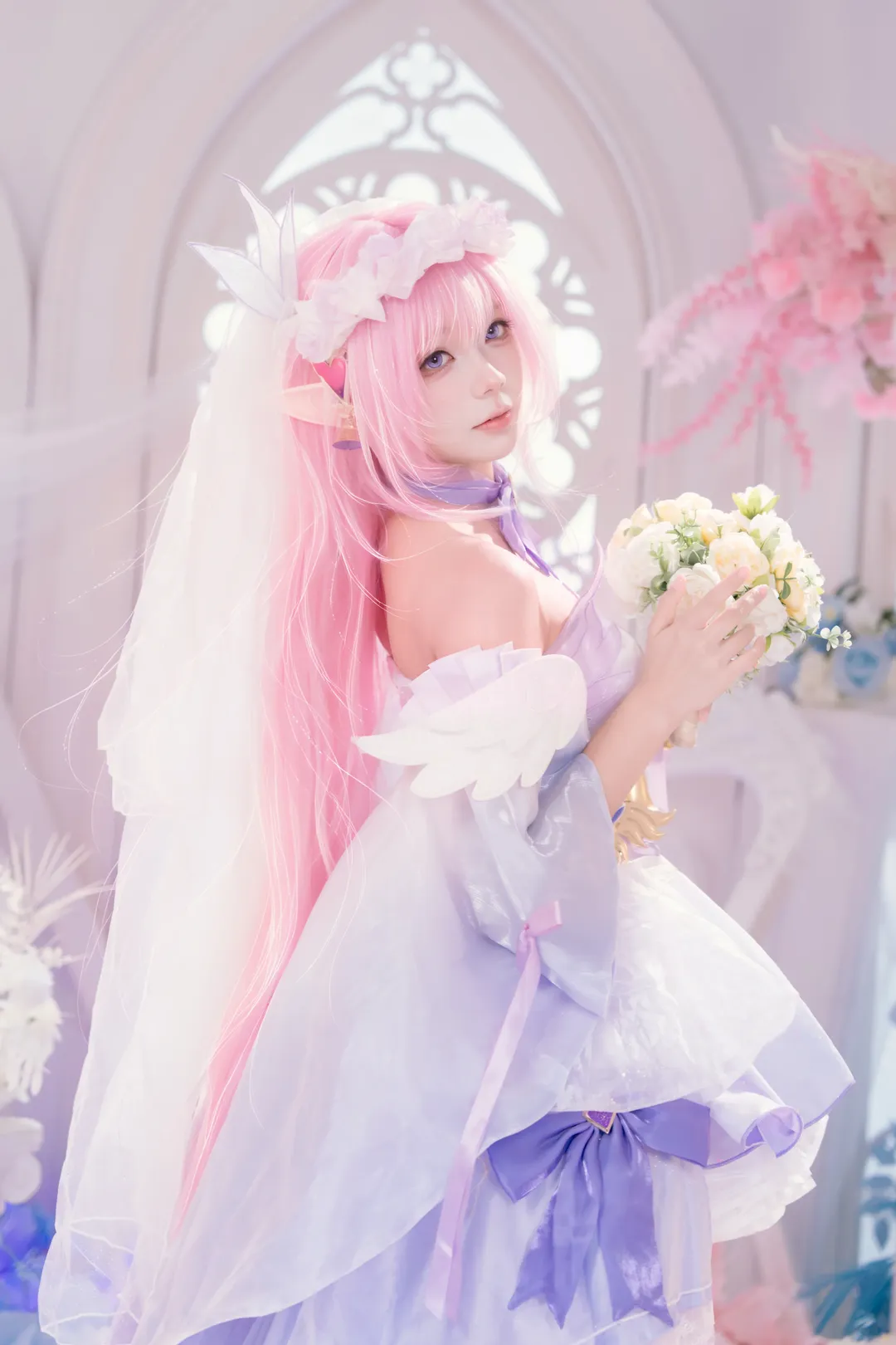 【爱莉希雅cos】崩坏3花间颂歌，坠入粉紫浪漫 - 第 1 张