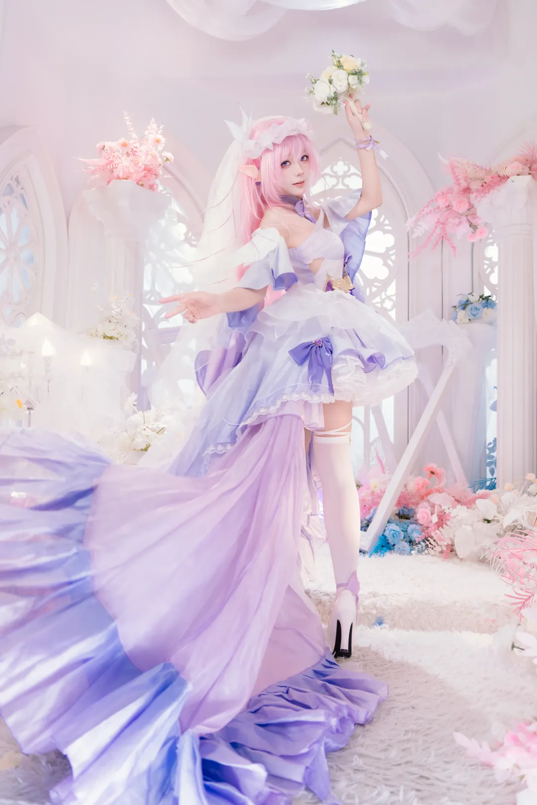 【爱莉希雅cos】崩坏3花间颂歌，坠入粉紫浪漫 - 第 3 张