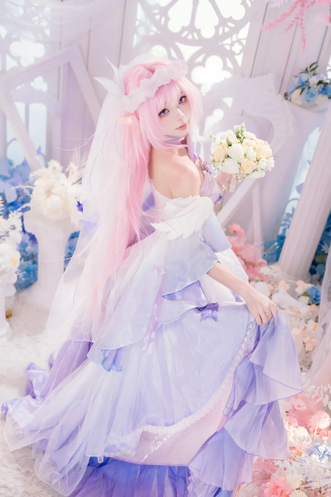 【爱莉希雅cos】崩坏3花间颂歌，坠入粉紫浪漫 - 第 4 张