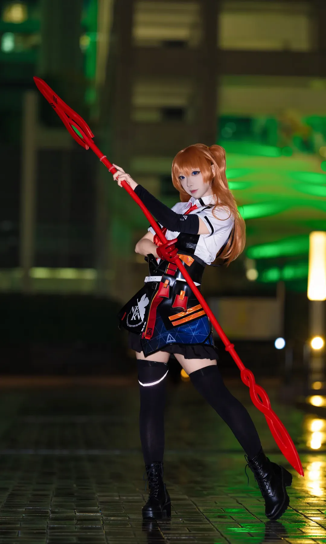 【明日香cos】新世纪福音战士与崩坏三联动，夜袭台场长枪拍摄