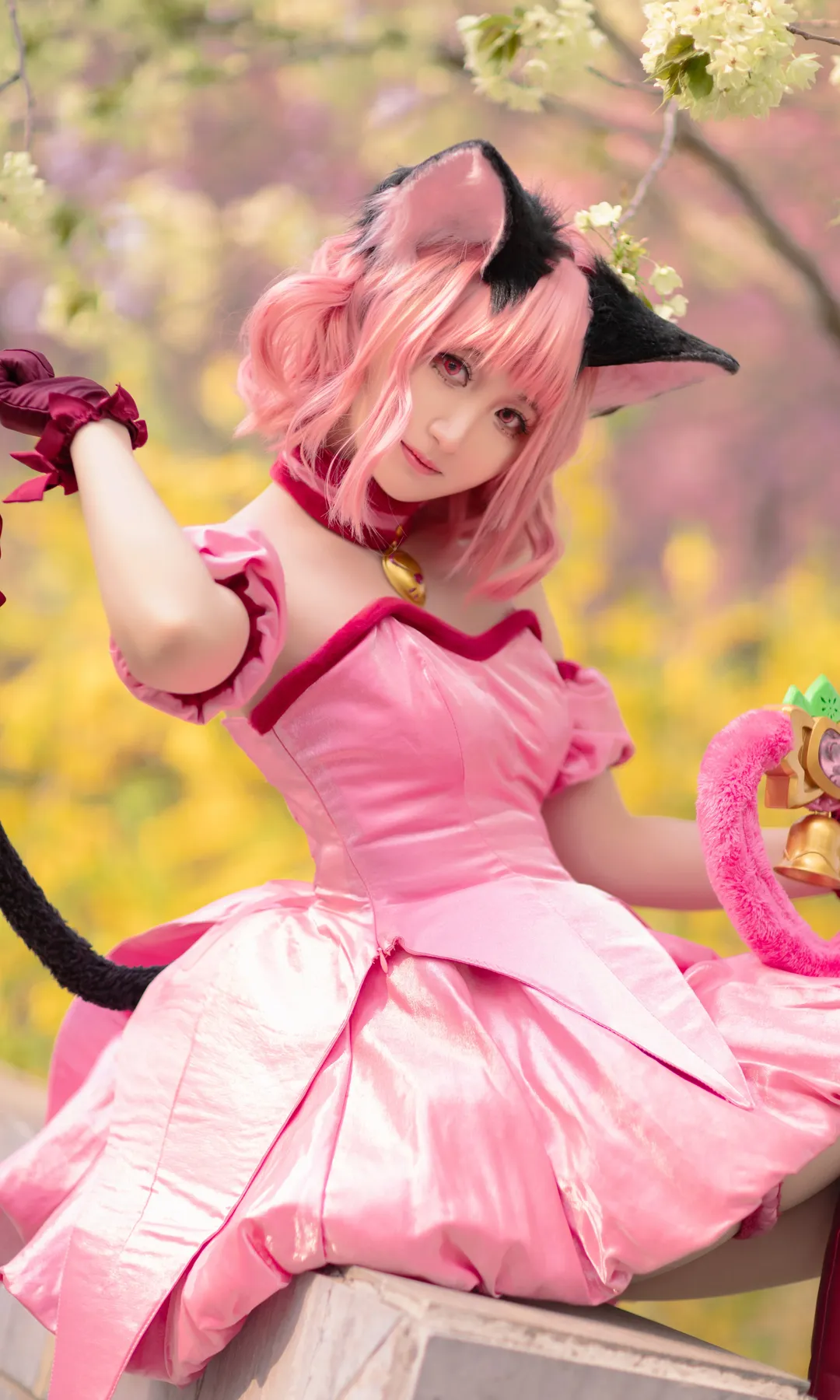 【桃宮いちごコスプレ】『東京ミュウミュウ』、桜の下で咲き誇るピンク猫娘の春フォト - 3 枚目