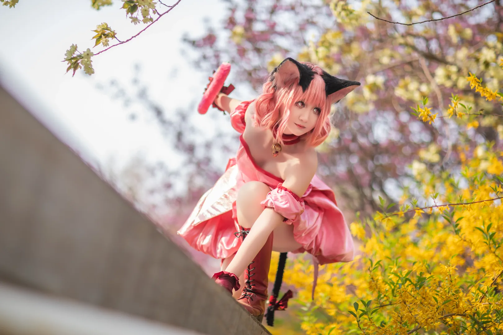 【桃宫莓cos】春日樱花下的草莓猫猫 - 第 3 张