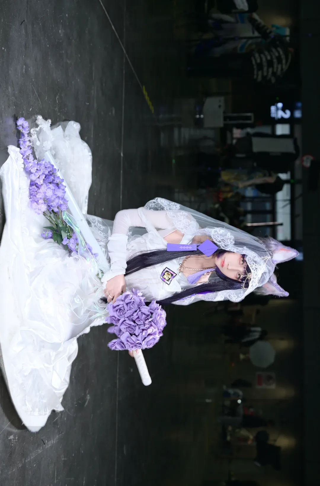 [Musashi cosplay] White Veil and Purple Flowers: Yamato-Class Sakura Empire Bridal cosplay Styling in Azur Lane - Image 3