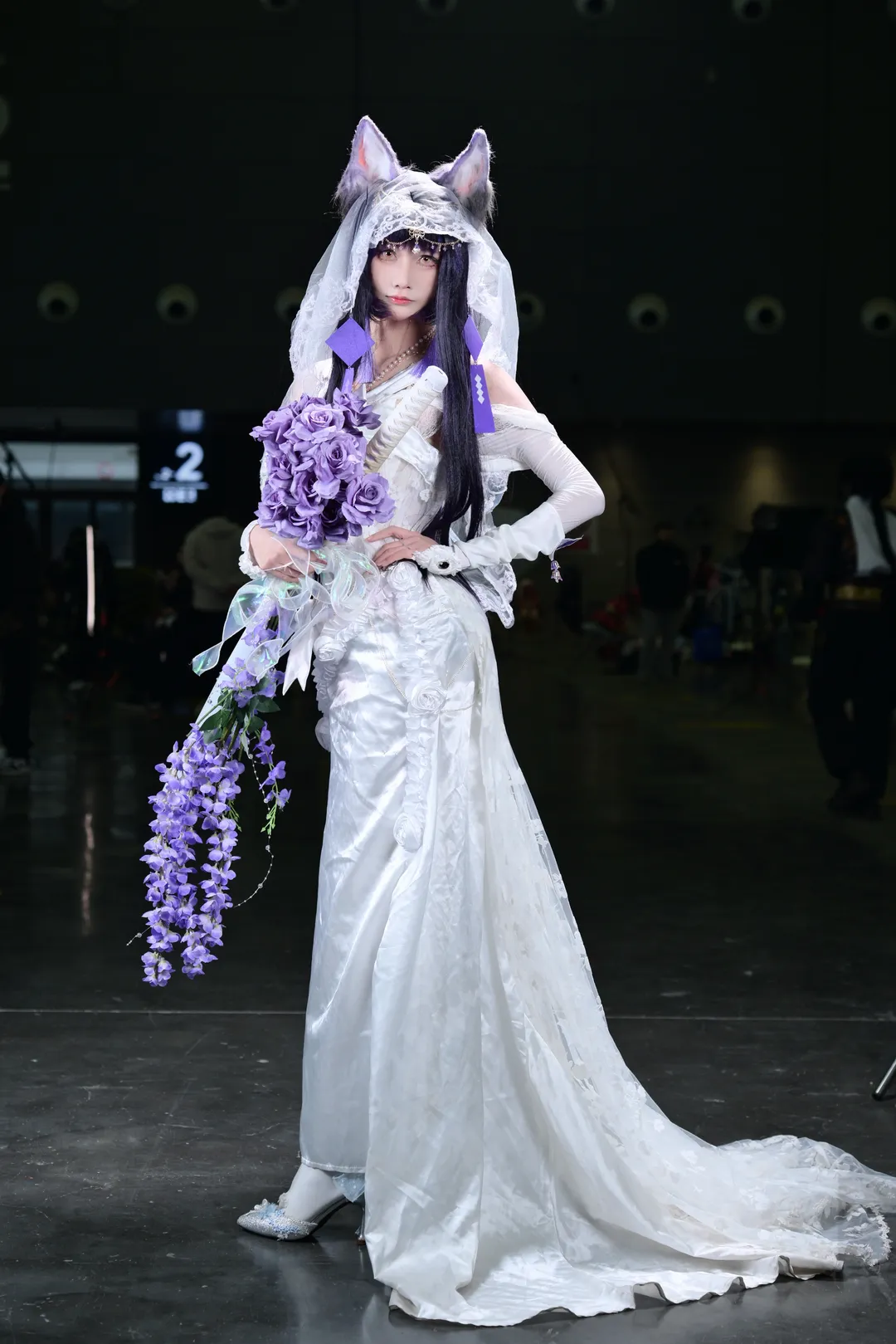 [Musashi cosplay] White Veil and Purple Flowers: Yamato-Class Sakura Empire Bridal cosplay Styling in Azur Lane - Image 6
