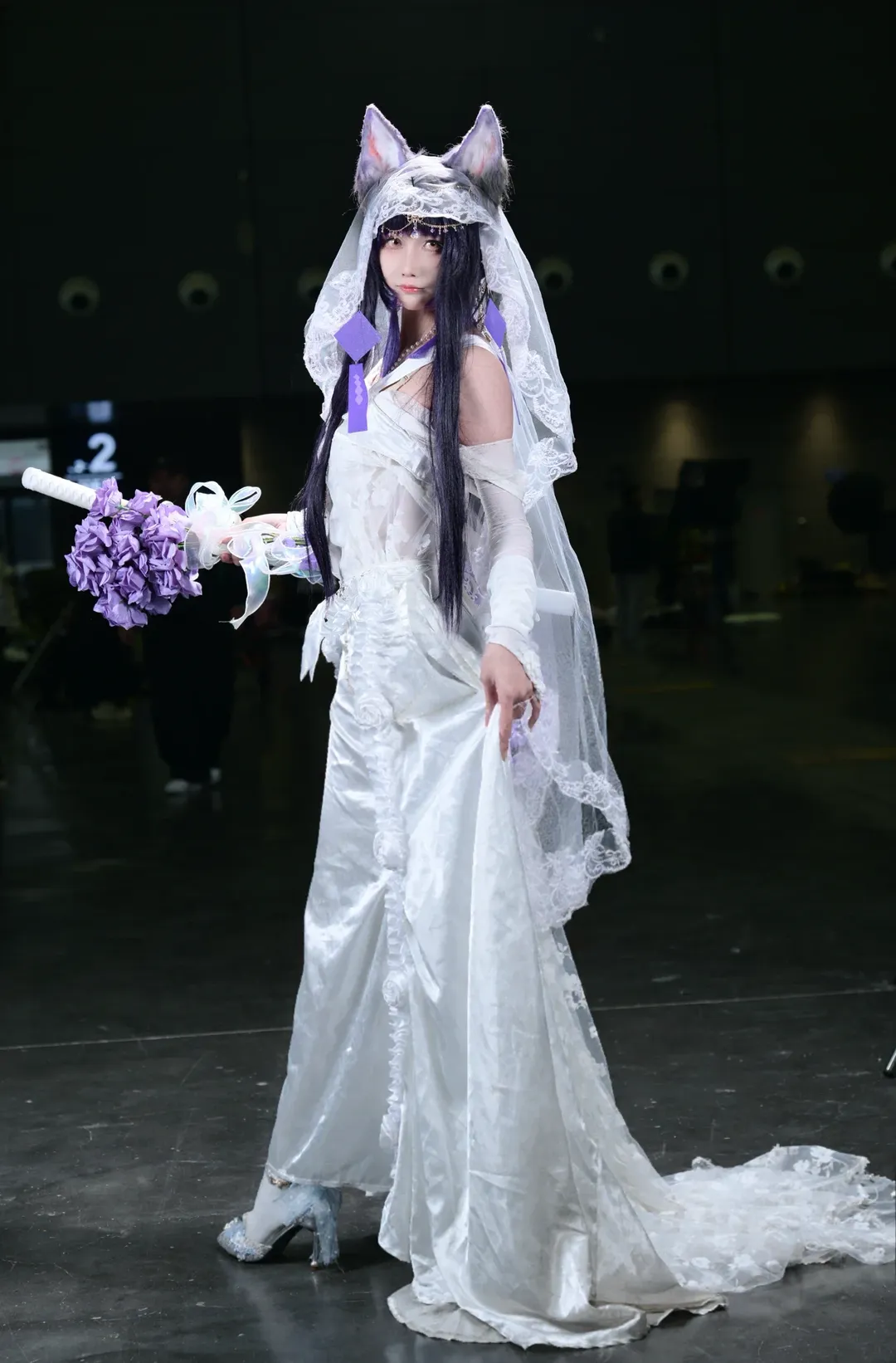 [Musashi cosplay] White Veil and Purple Flowers: Yamato-Class Sakura Empire Bridal cosplay Styling in Azur Lane - Image 8