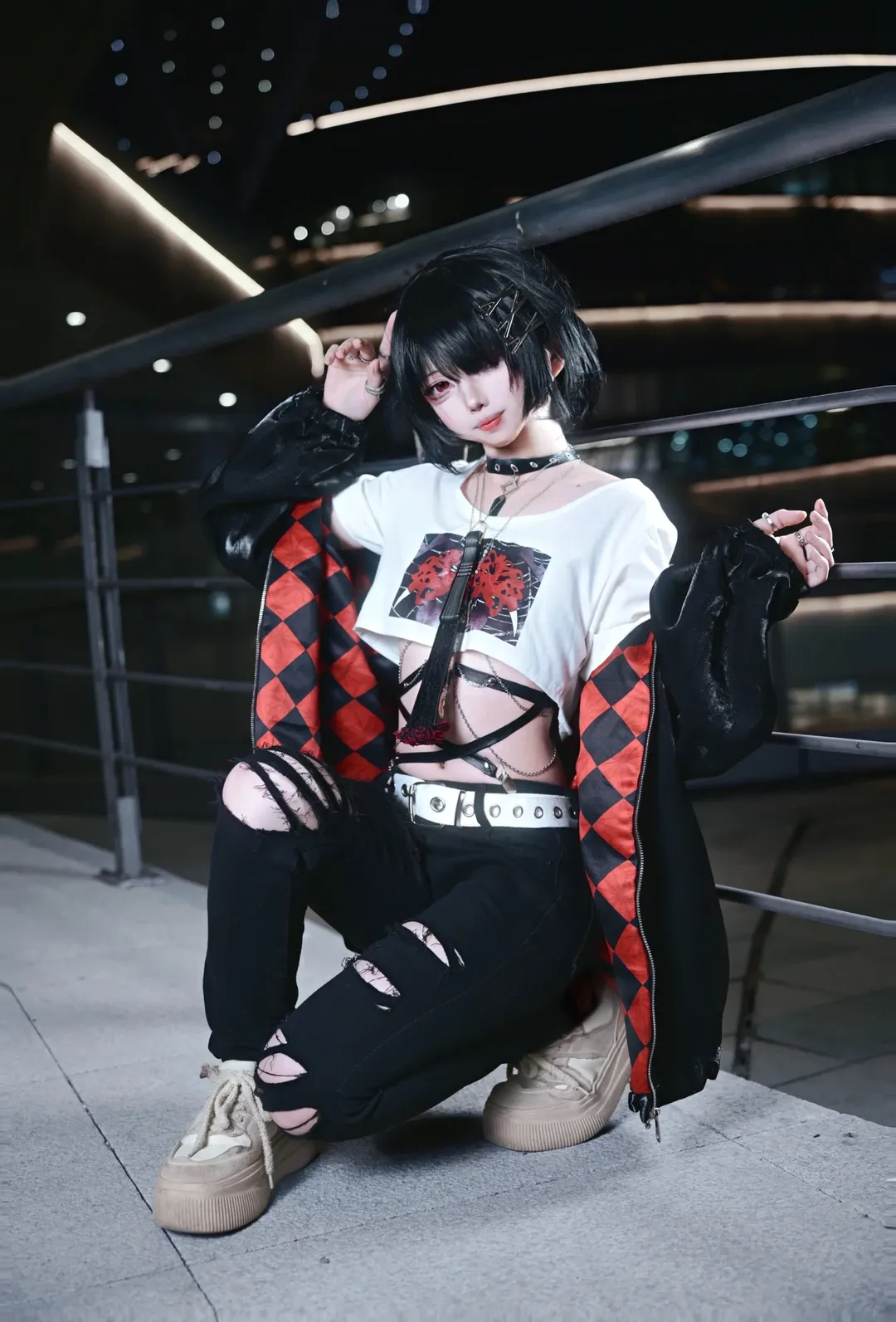 Mesugaki Signature Strappy Outfit Under the Night Sky - Image 1