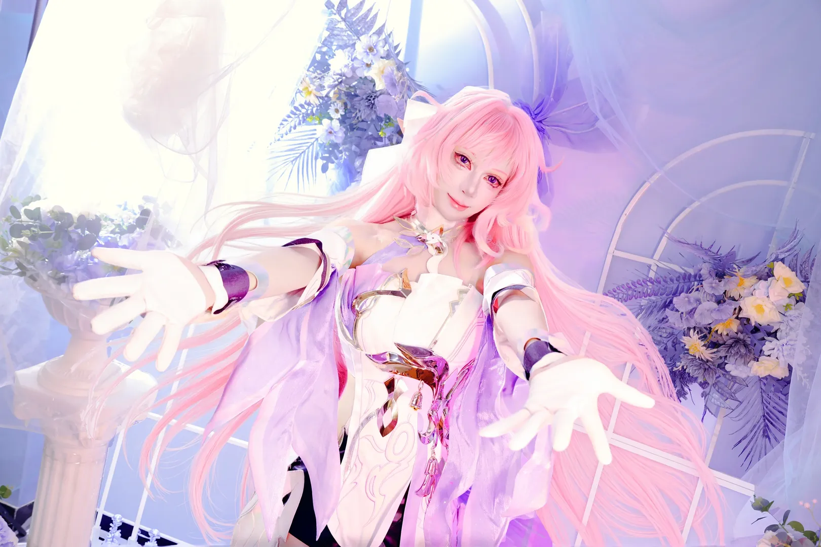 【爱莉希雅cos】试修一套梦幻粉紫系光影人像 - 第 1 张