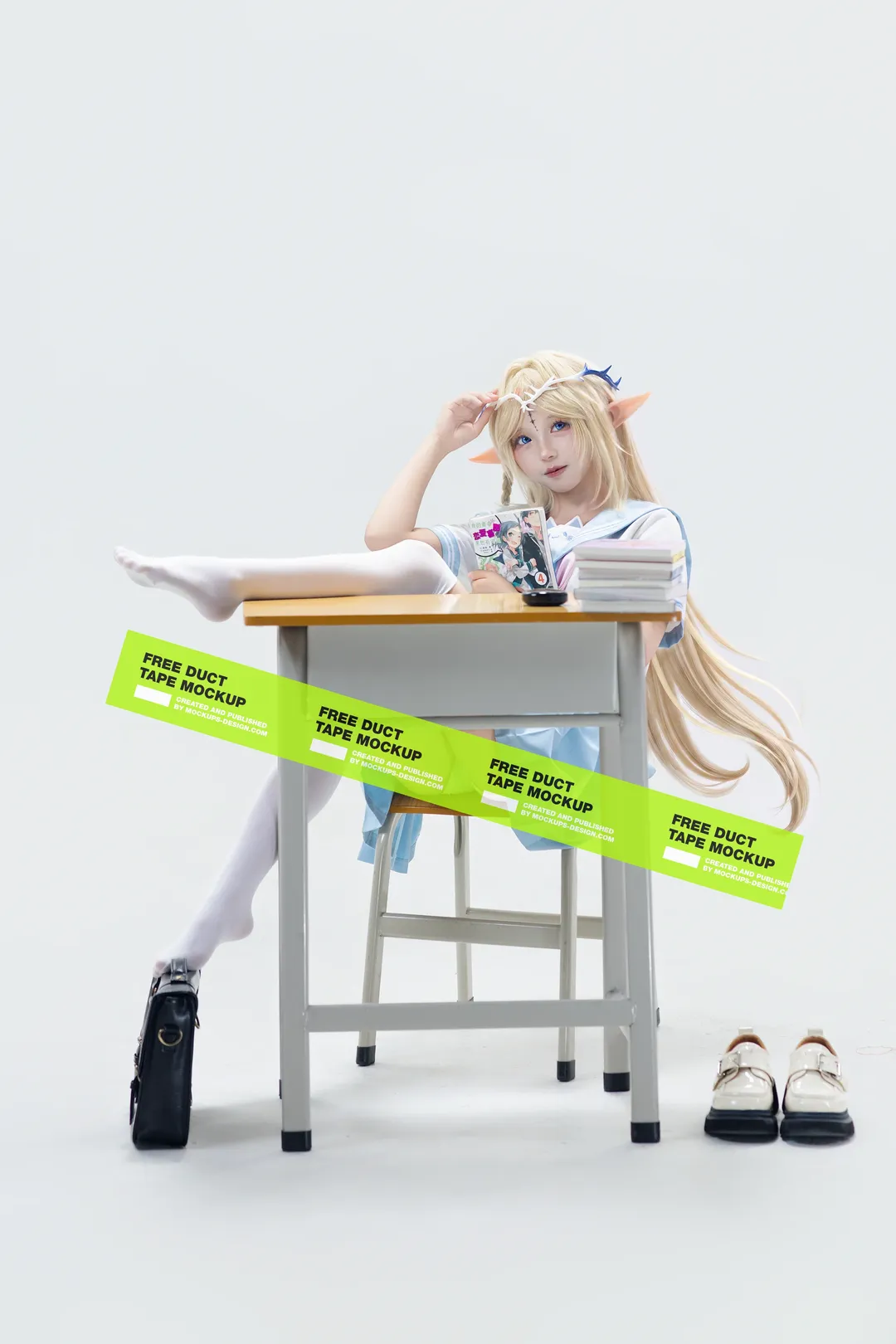 【卡提希娅cos】鸣潮私设校服，课桌前的精灵少女