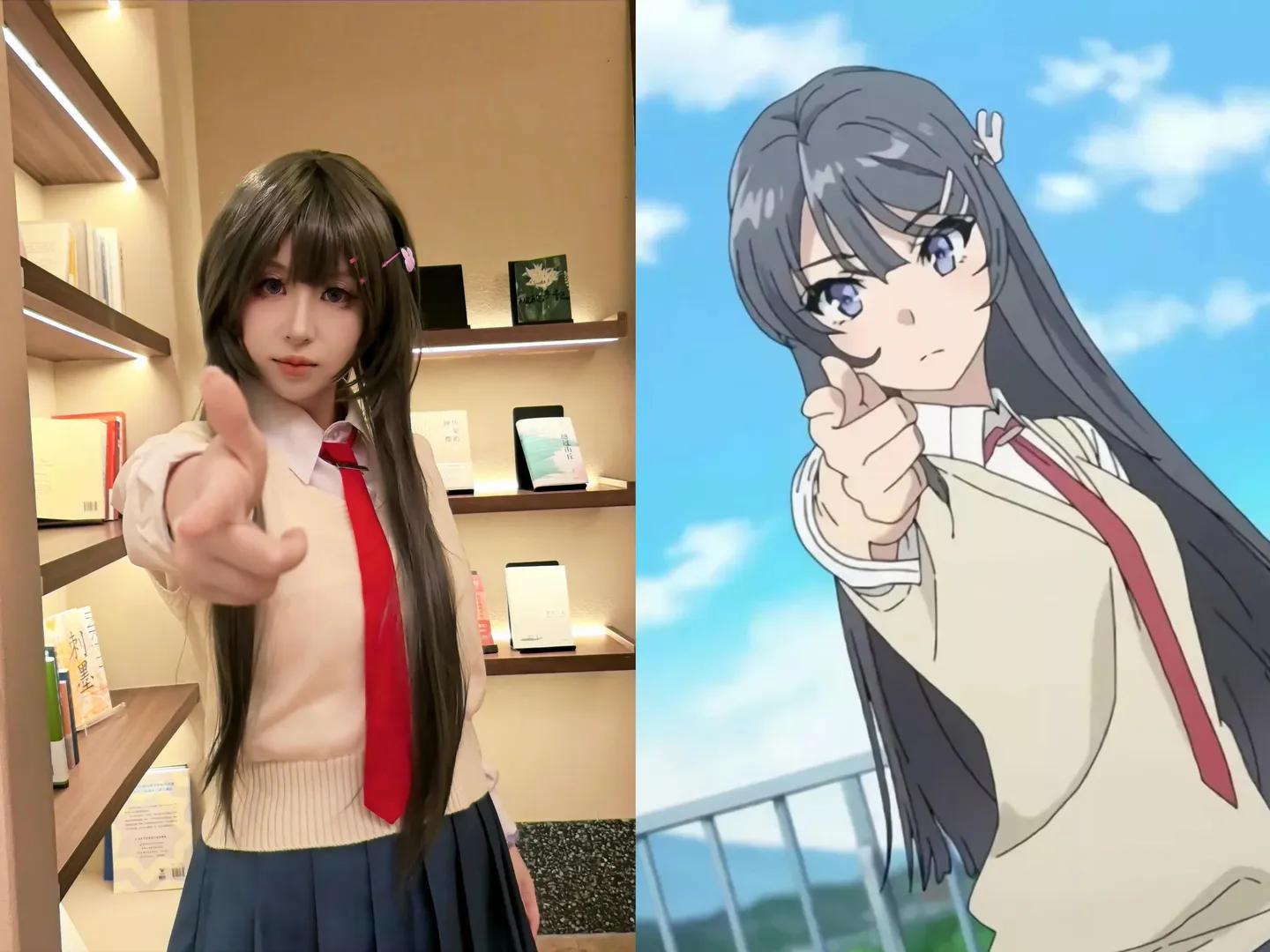 【樱岛麻衣cos】青春猪头少年不会梦到兔女郎学姐，书店里的经典指人 - 第 2 张