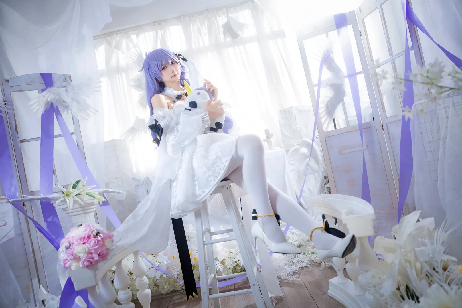 【独角兽cos】碧蓝航线花嫁独角兽，纯白圣洁的欧式浪漫 - 第 1 张