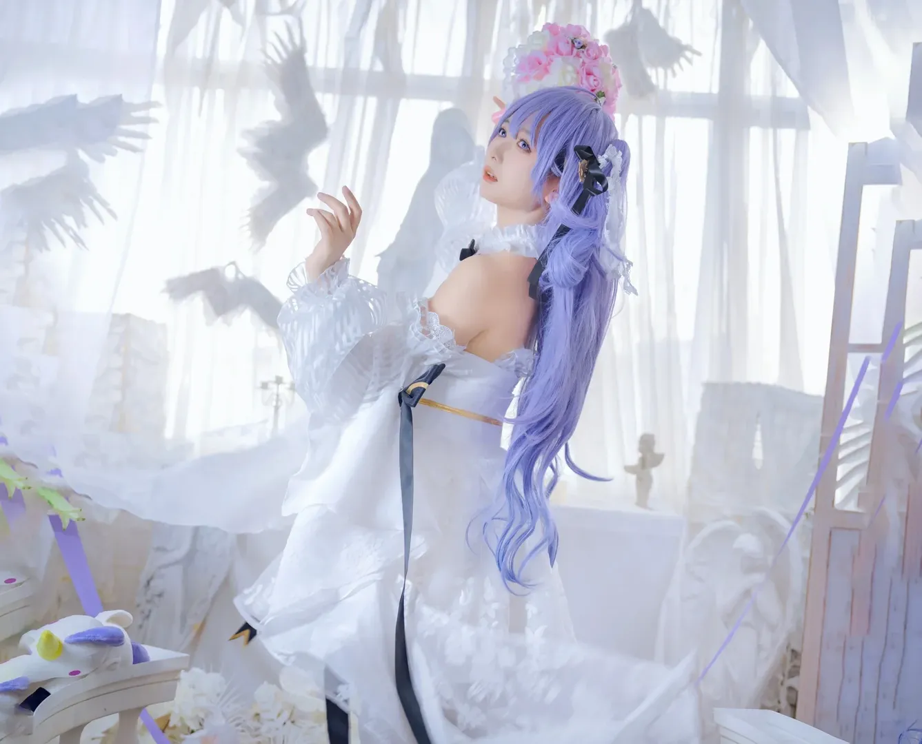 【独角兽cos】碧蓝航线花嫁独角兽，纯白圣洁的欧式浪漫 - 第 3 张