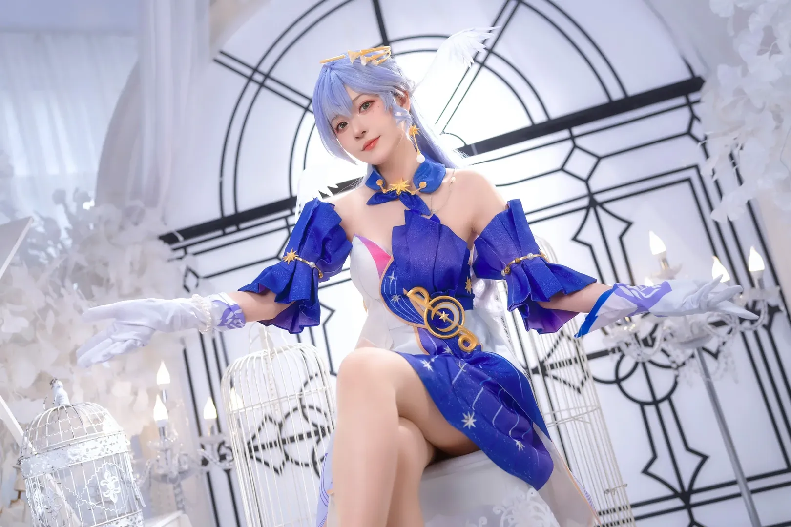 【知更鸟cos】崩坏星穹铁道，舞台灯光下的蓝白星光 - 第 10 张