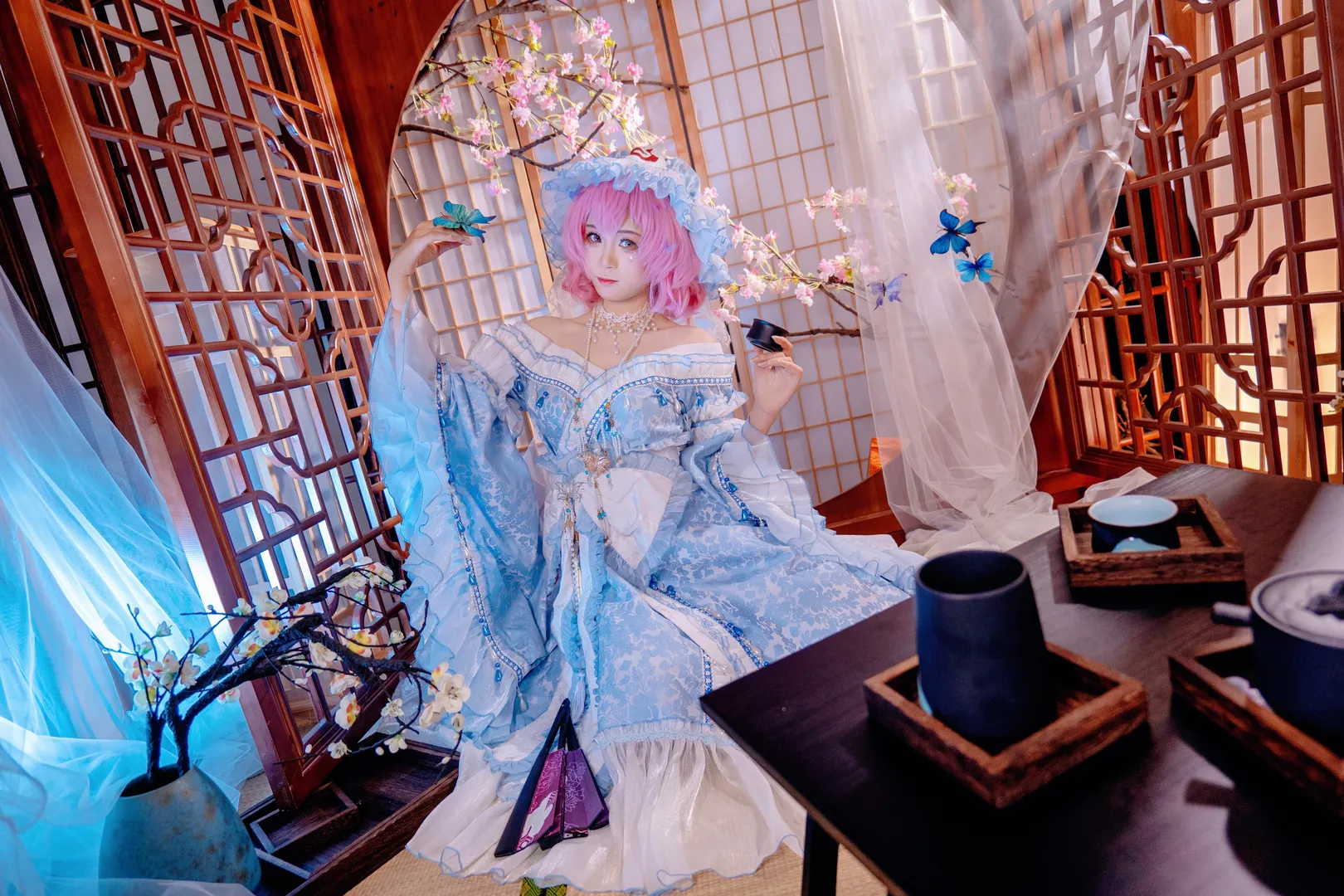 【西行寺幽幽子cos】东方project中的樱色幽灵，带来深秋的幻想 - 第 6 张