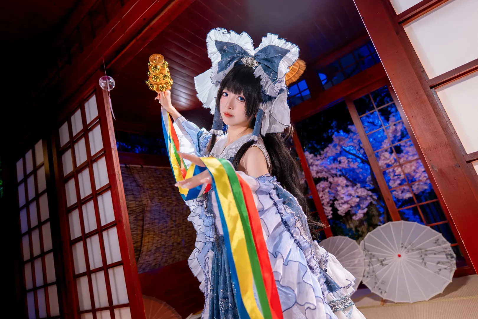 【博丽灵梦cos】东方Project青灵梦二设，和风棚拍细节分享 - 第 11 张