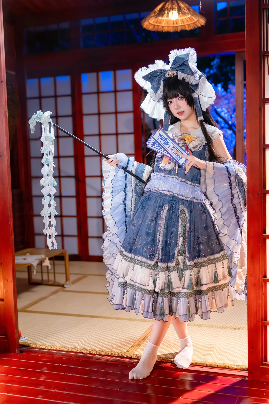 【博丽灵梦cos】东方Project青灵梦二设，和风棚拍细节分享 - 第 4 张