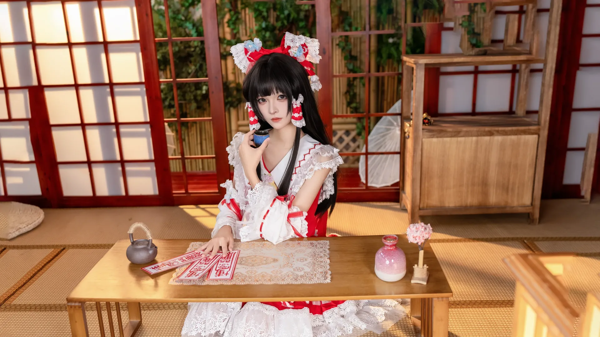 【博麗靈夢cos】東方project 紅白巫女的和風洛麗塔寫真 - 第 3 張