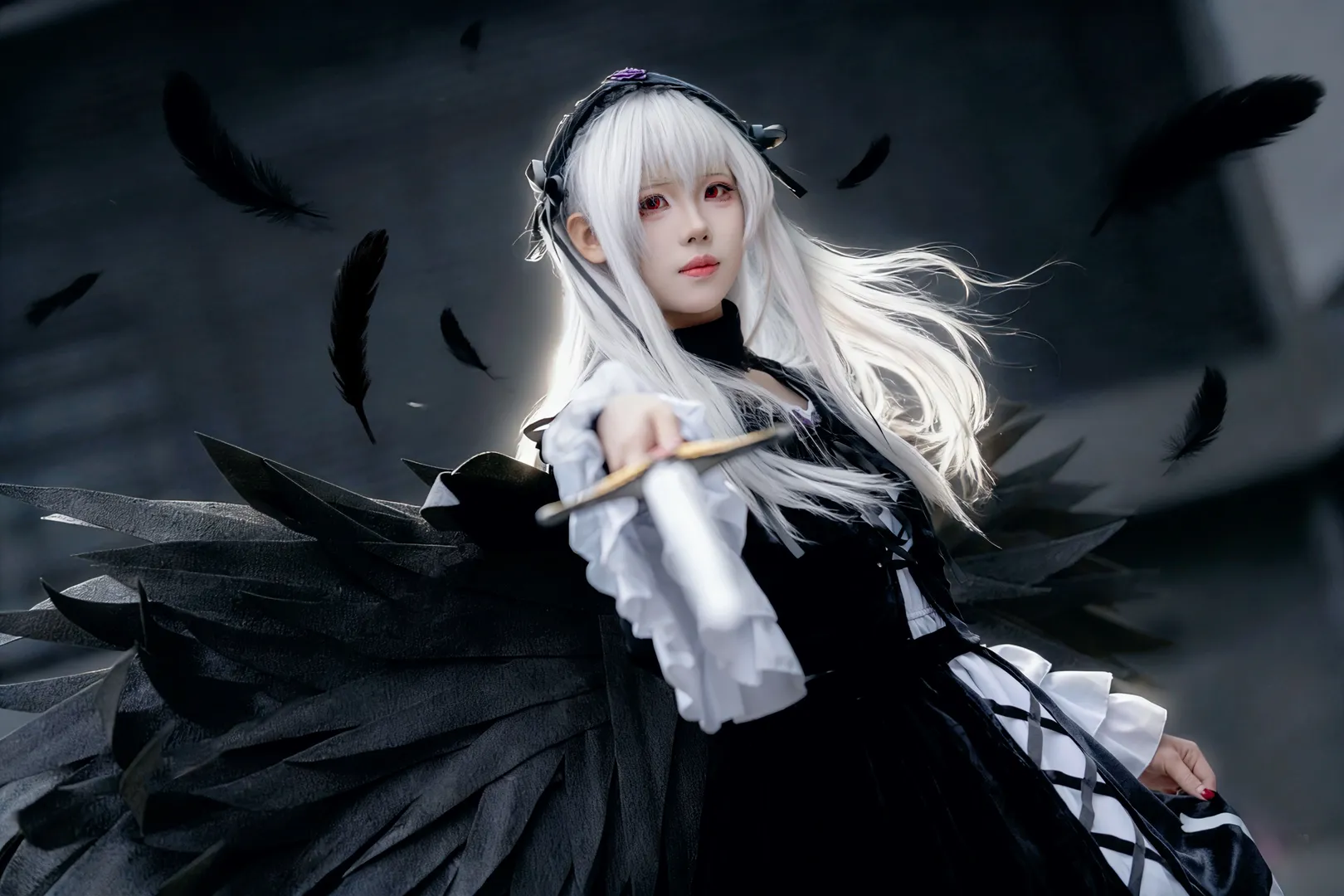 【水银灯cos】蔷薇少女第一人偶，黑羽下的哥特美学 - 第 4 张