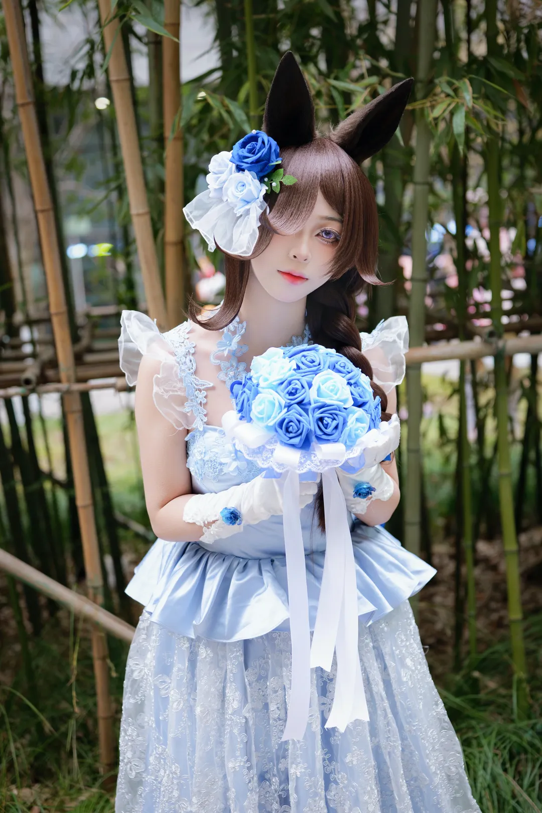 【米浴cos】赛马娘闪耀优俊少女竹林里的花嫁 - 第 1 张