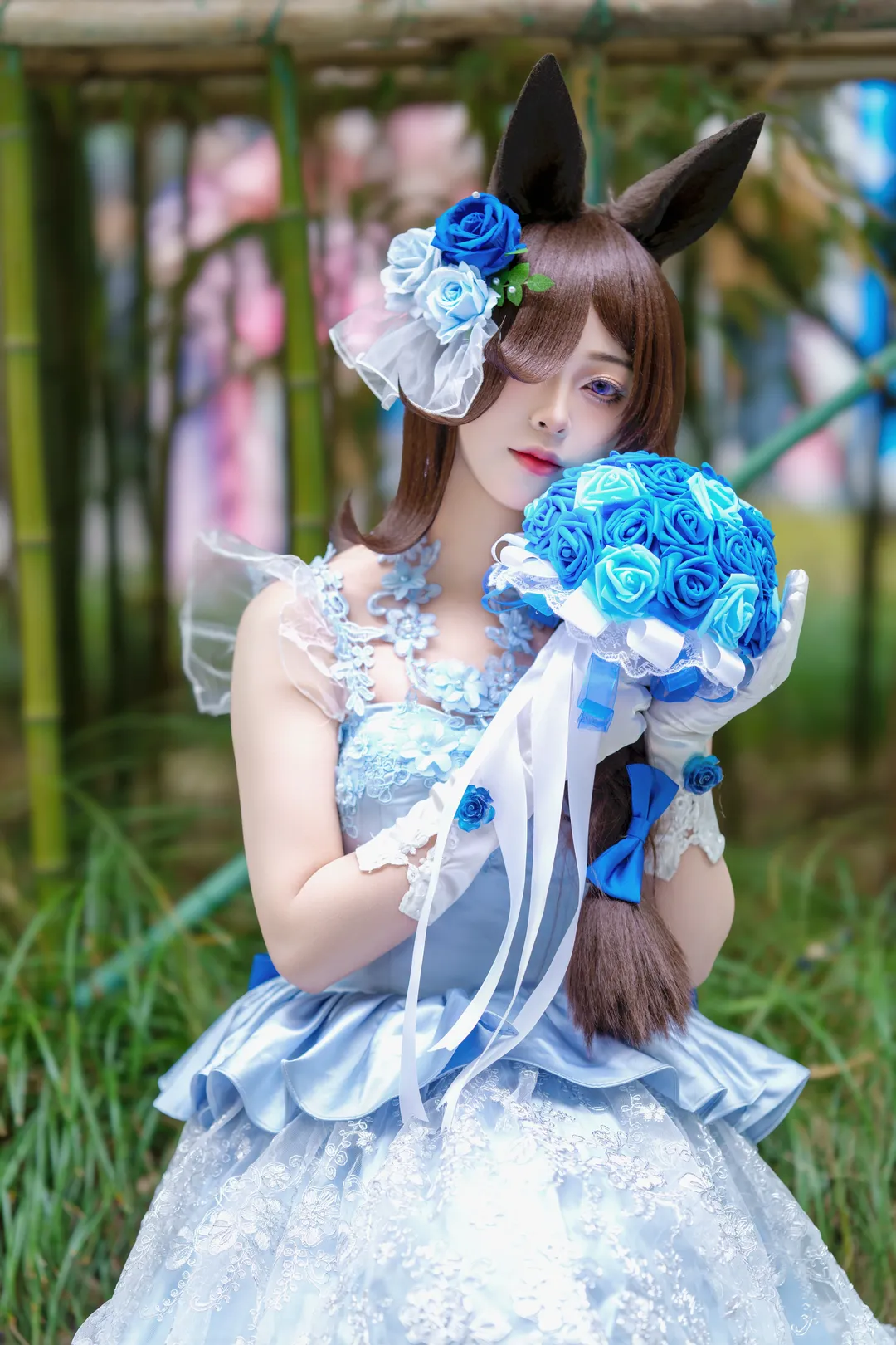【米浴cos】赛马娘闪耀优俊少女竹林里的花嫁 - 第 3 张