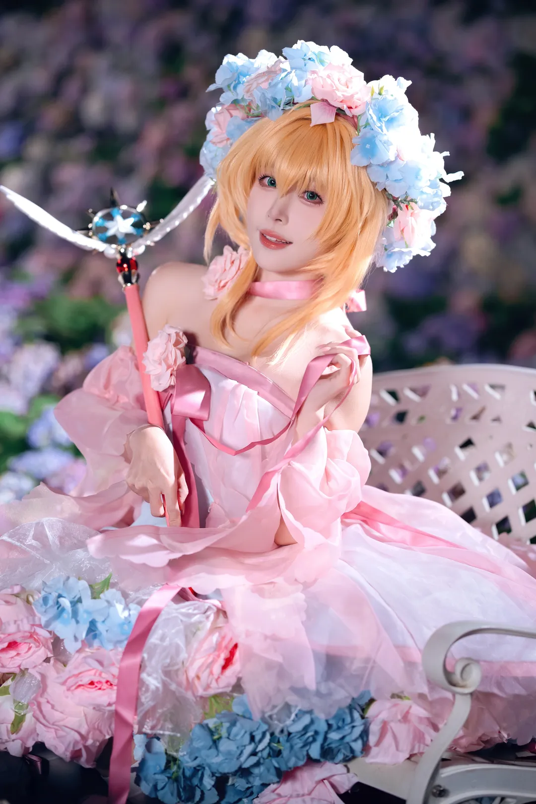 【木之本樱cos】无尽夏花海的粉蓝童话 - 第 1 张