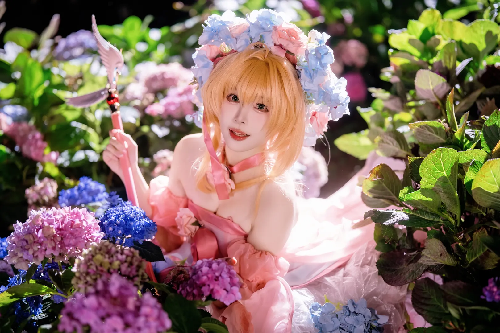 【木之本樱cos】无尽夏花海的粉蓝童话 - 第 6 张