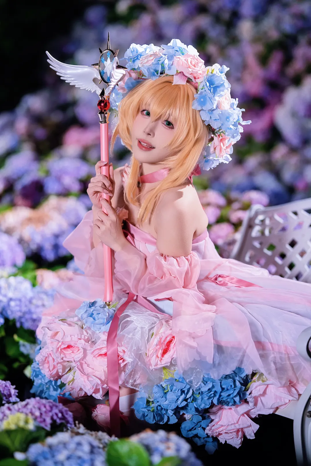 【木之本樱cos】无尽夏花海的粉蓝童话 - 第 7 张